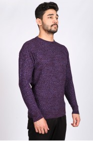 LILAC COLOR ROUND NECK WOOL BLEND SWEATER