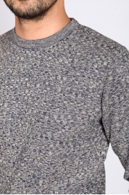 MEDIUM GRAY COLOR ROUND NECK WOOL BLEND SWEATER