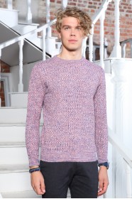 LIGHT BRICK COLOR ROUND NECK WOOL BLEND SWEATER