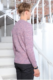 LIGHT BRICK COLOR ROUND NECK WOOL BLEND SWEATER