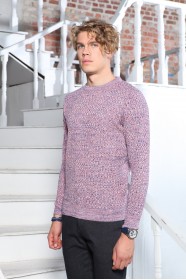LIGHT BRICK COLOR ROUND NECK WOOL BLEND SWEATER