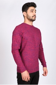 FUCHYA COLOR ROUND NECK WOOL BLEND SWEATER