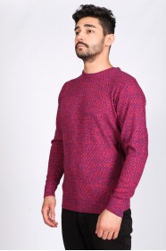 FUCHYA COLOR ROUND NECK WOOL BLEND SWEATER