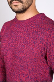 FUCHYA COLOR ROUND NECK WOOL BLEND SWEATER