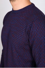 SAX- DARK BURGUNDY COLOR ROUND NECK WOOL BLEND SWEATER