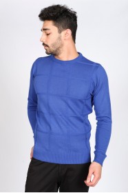 SAX BLUE COLOR CREW- NECK SWEATHER