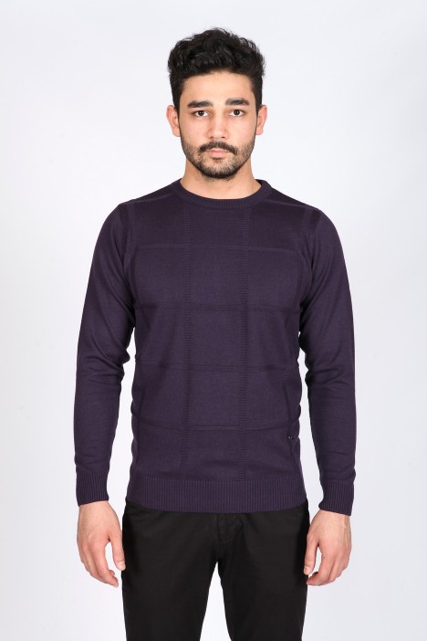 DARK PURPLE COLOR CREW- NECK SWEATHER