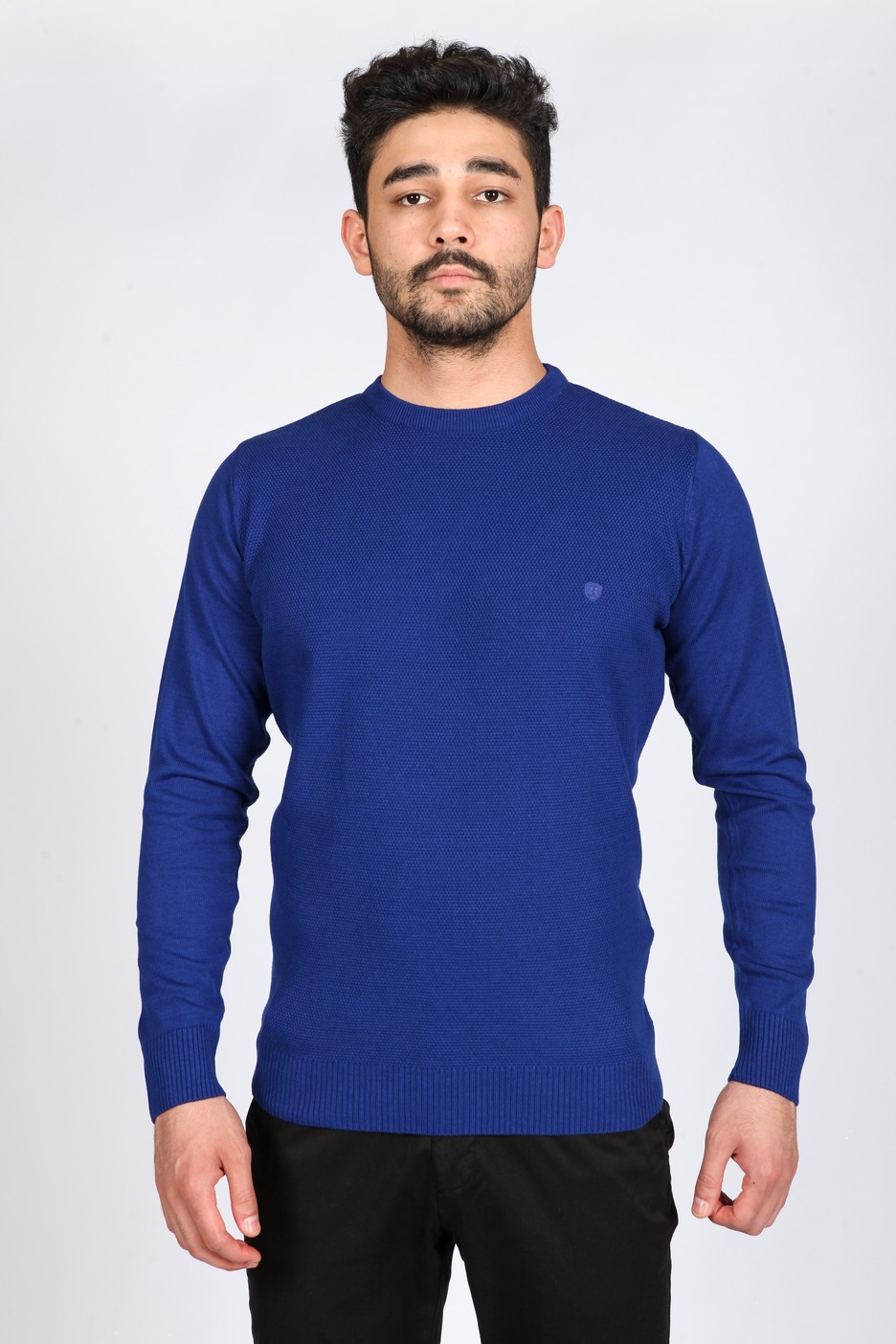 SAX BLUE COLOR CREW- NECK SWEATHER