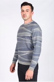 MEDIUM GRAY COLOR COTTON KNIT SWEATER