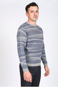 MEDIUM GRAY COLOR COTTON KNIT SWEATER