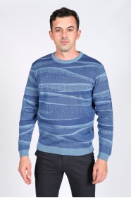 ROUND COLLAR COTON SWEATER. LIGHT BLUE