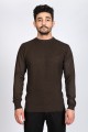 ROUND NECK WOOL SWEATER. BRICK-COLOR