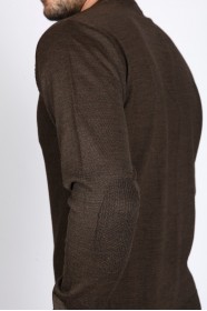 ROUND NECK WOOL SWEATER. MELANGE-BROWN 