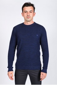 NAVY BLUE (VERSION-2) COLOR ROUND NECK WOOL BLEND SWEATER