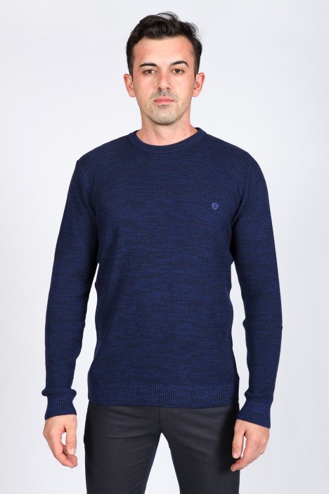 NAVY BLUE (VERSION-2) COLOR ROUND NECK WOOL BLEND SWEATER