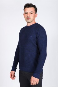 NAVY BLUE (VERSION-2) COLOR ROUND NECK WOOL BLEND SWEATER