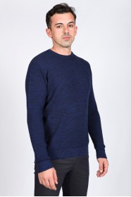 NAVY BLUE (VERSION-2) COLOR ROUND NECK WOOL BLEND SWEATER