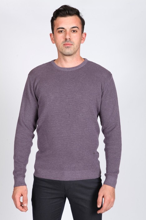 LIGHT PURPLE COLOR TEXTURED SWEATER WITH RAISED DETAIL