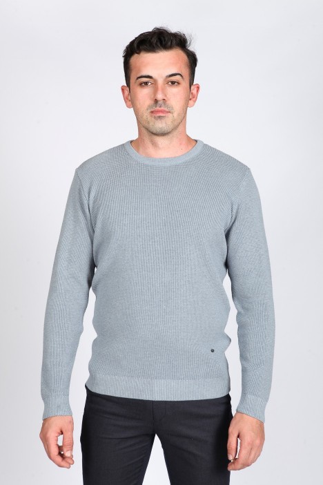 GRAY-BLUE COLOR CREW- NECK SWEATHER