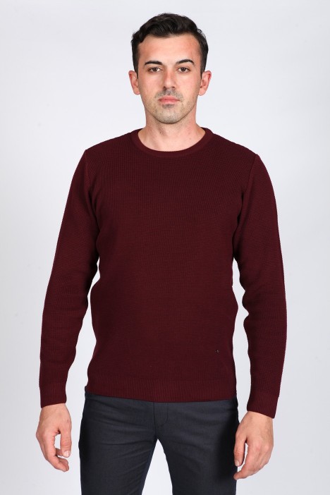 CREW- NECK SWEATHER DARK BORDO COLOR