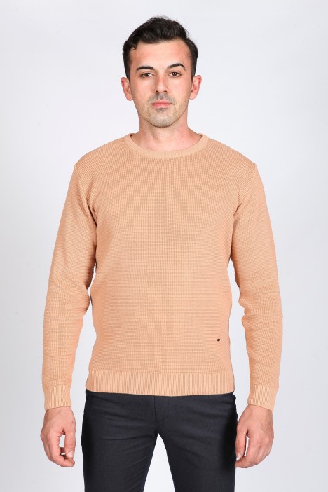 SALMON COLOR CREW- NECK SWEATHER