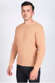 SALMON COLOR CREW- NECK SWEATHER
