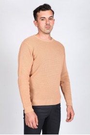 SALMON COLOR CREW- NECK SWEATHER
