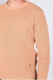 SALMON COLOR CREW- NECK SWEATHER