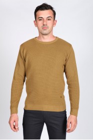 CREW- NECK SWEATHER DARK MUSTARD COLOR