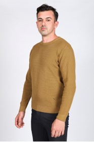 CREW- NECK SWEATHER DARK MUSTARD COLOR