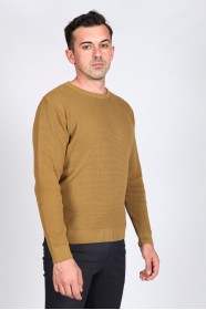 CREW- NECK SWEATHER DARK MUSTARD COLOR