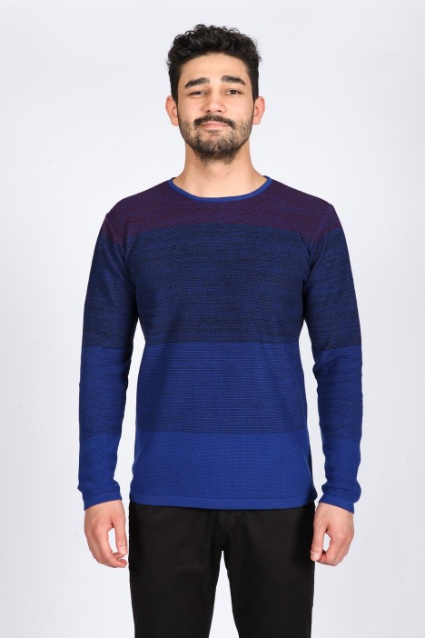 SAX BLUE COLOR CREW- NECK SWEATHER