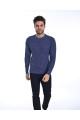 BLUE COLOR ROUND NECK WOOL BLEND SWEATER