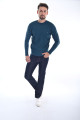 ROUND NECK WOOL SWEATER. BRICK-COLOR