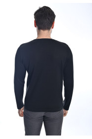 ﻿﻿ Yün Comfort Bisiklet Yaka Siyah