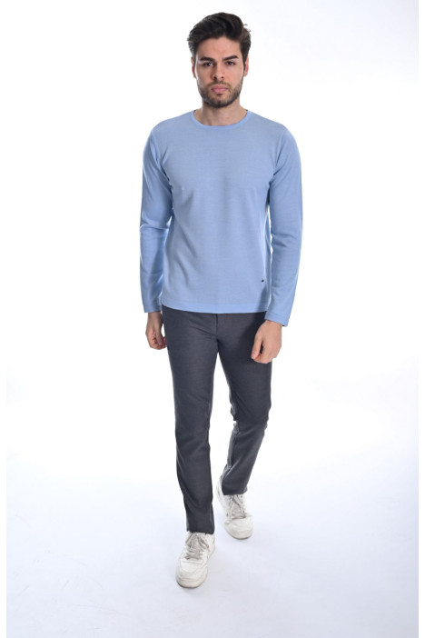 ﻿﻿ Yün Comfort Bisiklet Yaka Mavi