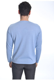﻿﻿ Yün Comfort Bisiklet Yaka Mavi