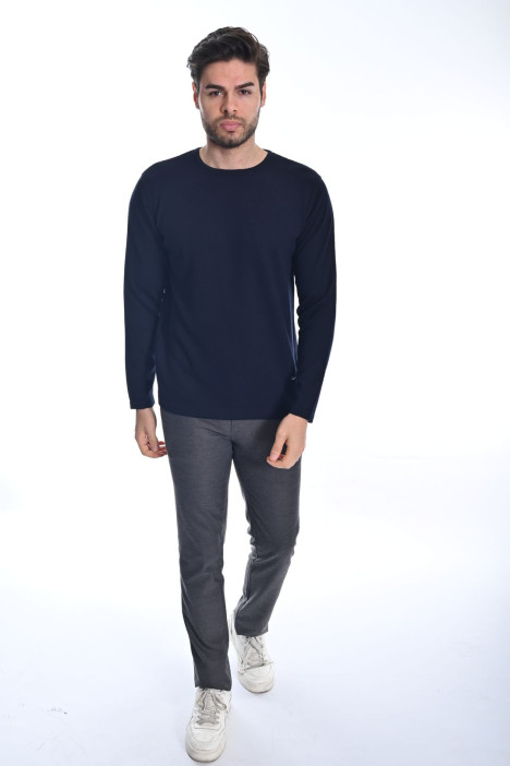 ﻿﻿ Yün Comfort Bisiklet Yaka Lacivert