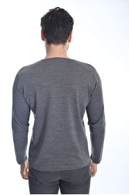 ﻿﻿ Yün Comfort Bisiklet Yaka Koyu Gri