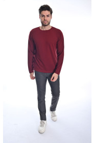 ﻿﻿ Yün Comfort Bisiklet Yaka Vişne