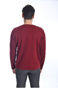 ﻿﻿ Yün Comfort Bisiklet Yaka Vişne