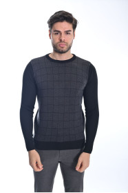﻿﻿ Yün Comfort Bisiklet Yaka Siyah