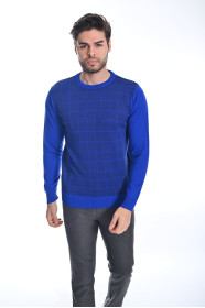 ﻿﻿ Yün Comfort Bisiklet Yaka Saks Mavisi