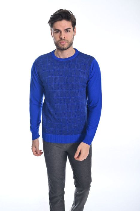 ﻿﻿ Yün Comfort Bisiklet Yaka Saks Mavisi
