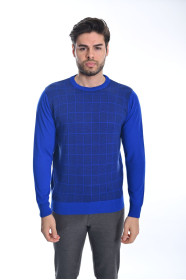 ﻿﻿ Yün Comfort Bisiklet Yaka Saks Mavisi