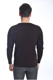 ﻿﻿ Yün Comfort Bisiklet Yaka Koyu Kahve
