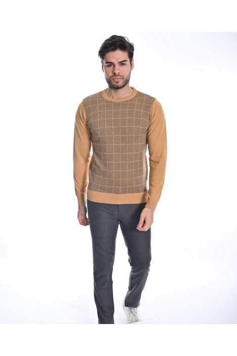 ﻿﻿ Yün Comfort Bisiklet Yaka Hardal