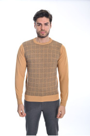 ﻿﻿ Yün Comfort Bisiklet Yaka Hardal