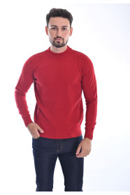 RED COLOR HIGH NECK SLIM-FIT SWEATER