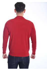 RED COLOR HIGH NECK SLIM-FIT SWEATER